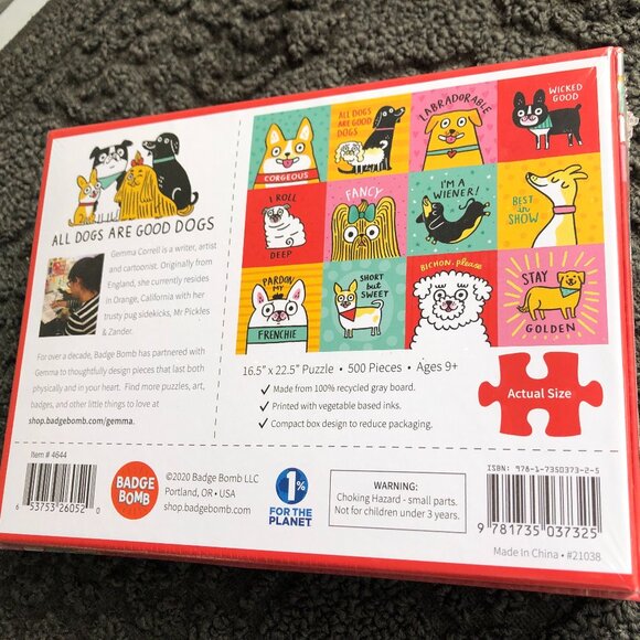 NEW Badge Bomb Gemma Correll "All Dogs Are Good Dogs" 500 pc Jigsaw Puzzle - Picture 3 of 7